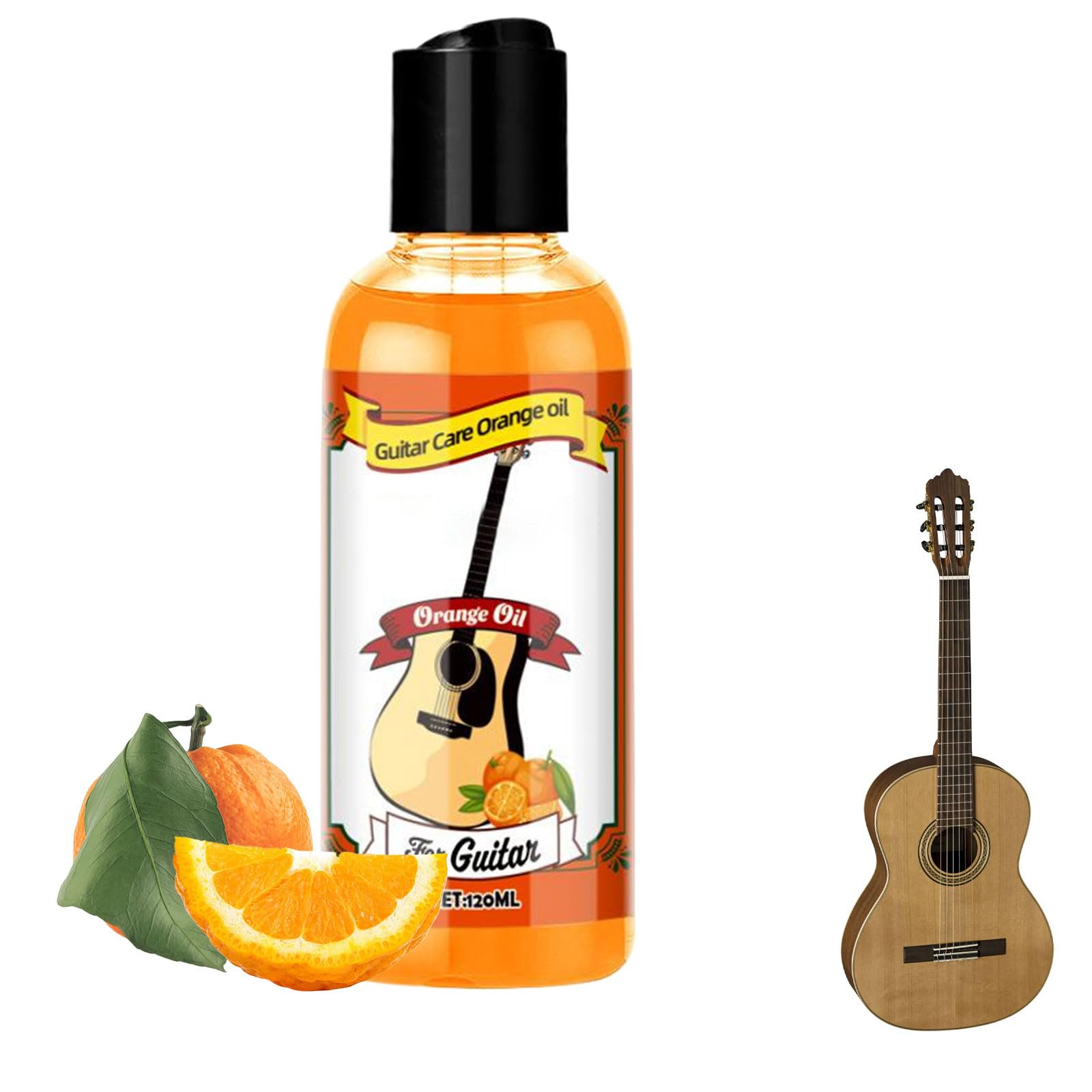 Huile pour Touches de Guitare,Huile de Citron pour Touche Guitare,Accessoires de Nettoyage,Lubrifiant pour Guitar,Ukulélé,120ML