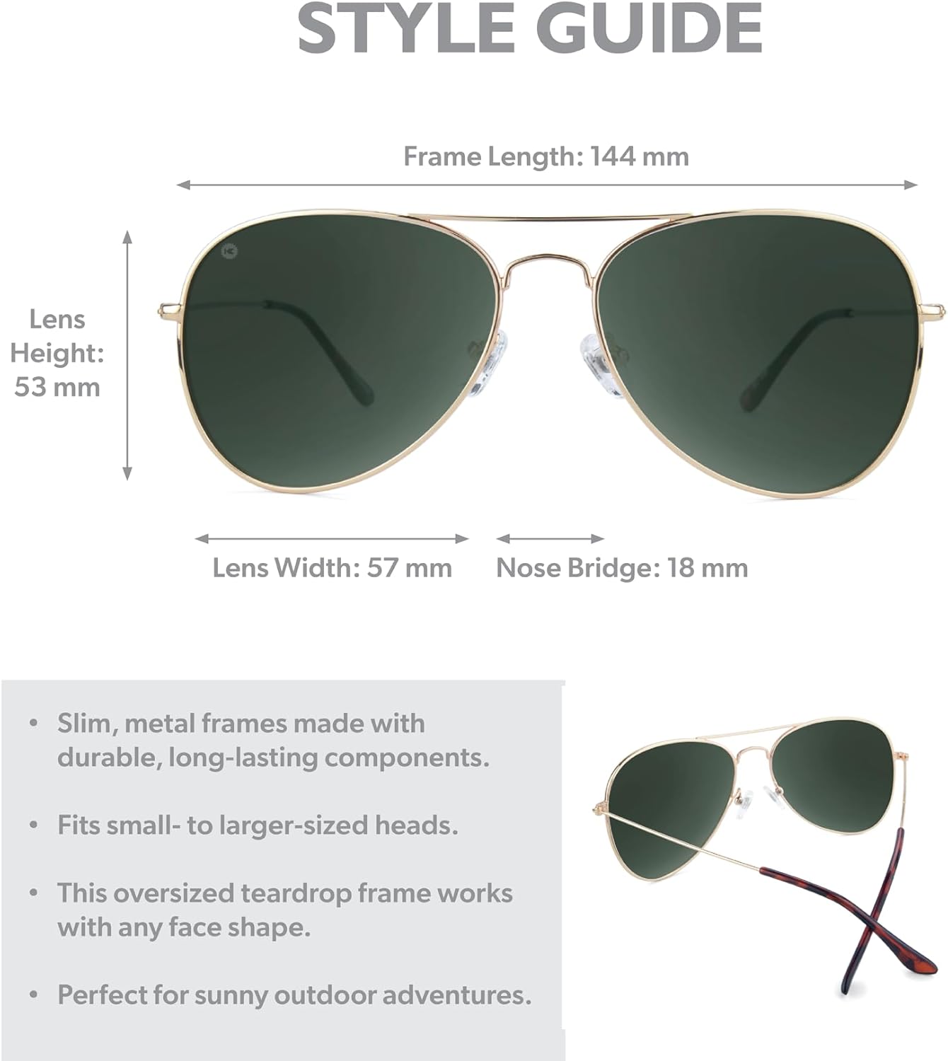 Knockaround Mile Highs Polarized Aviator Sunglasses for Men & Women - UV400 Protection