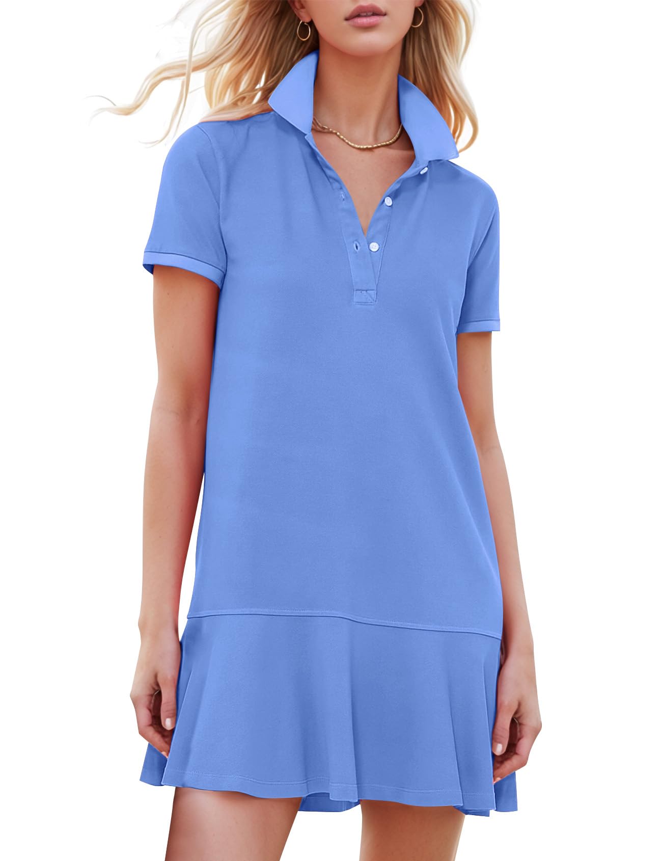 Kissonic Women's Polo Dress Casual Summer Golf Tennis Mini Shirt Dresses