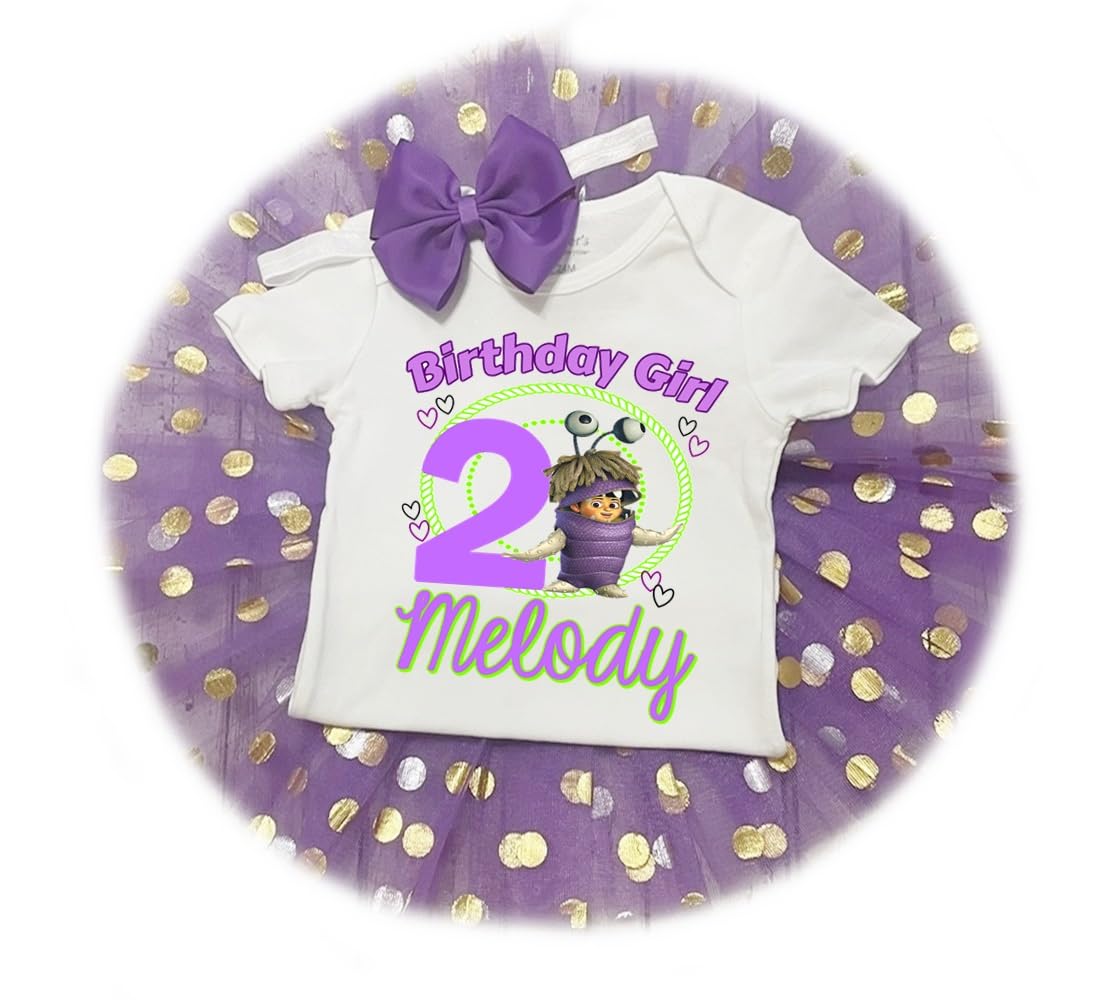Personalized Boo Outfit, Monsters Birthday Shirt-Purple Tutu, Boo Birthday Shirt