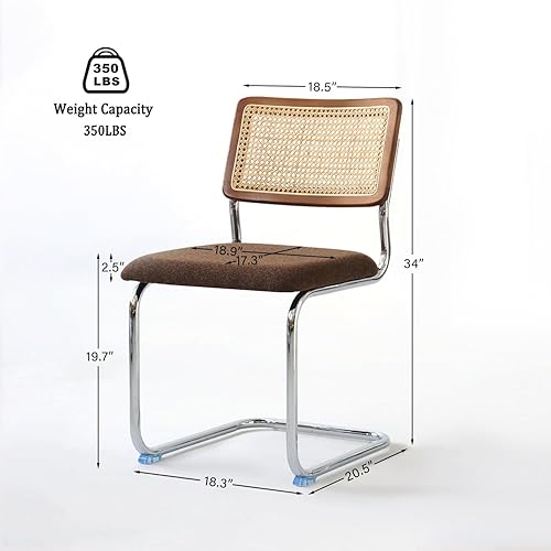 Miniatura 38 de Juego de 4 sillas de comedor de ratán blanco, sillas de cocina modernas de madera de mediados de siglo, sillas de comedor de caña trasera de malla,