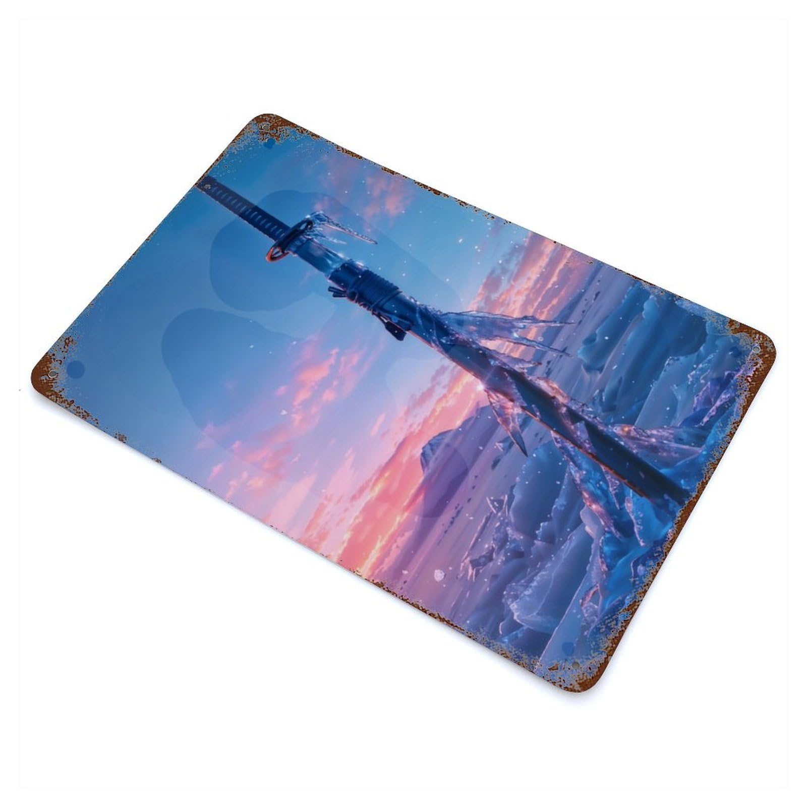 Frozen Katana Rusty Metal Tin Sign 11.8"x7.9", for Living Room, Hallway And Home Decor, Old School Wall Decor