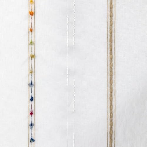 Miniatura 6 de Pureaqu - Cortinas europeas bordadas con diseño floral para sala de estar, con bolsillos, cortina de gasa de lujo, cortina de tul transparente para