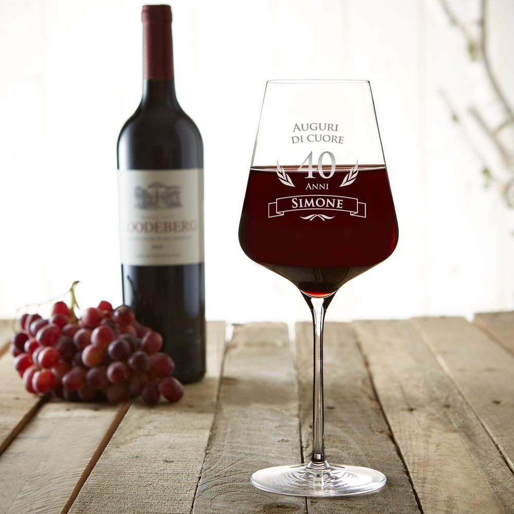 Calici Vino Personalizzati Per 40 Anni - Cristallo Senza Piombo, Regalo Donna, Decorazione Compleanno