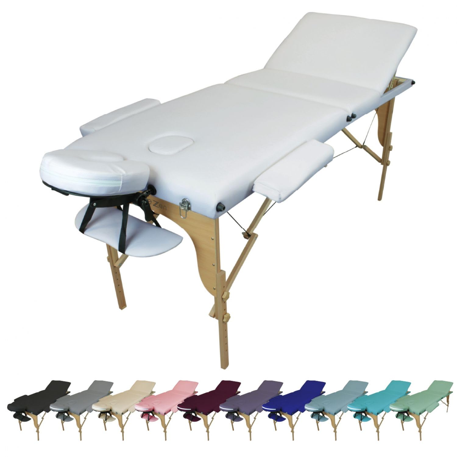 Vivezen - Table de Massage Pliante 3 Zones en Bois avec Panneau Reiki + Accessoires et Housse de Transport - Plusieurs Coloris