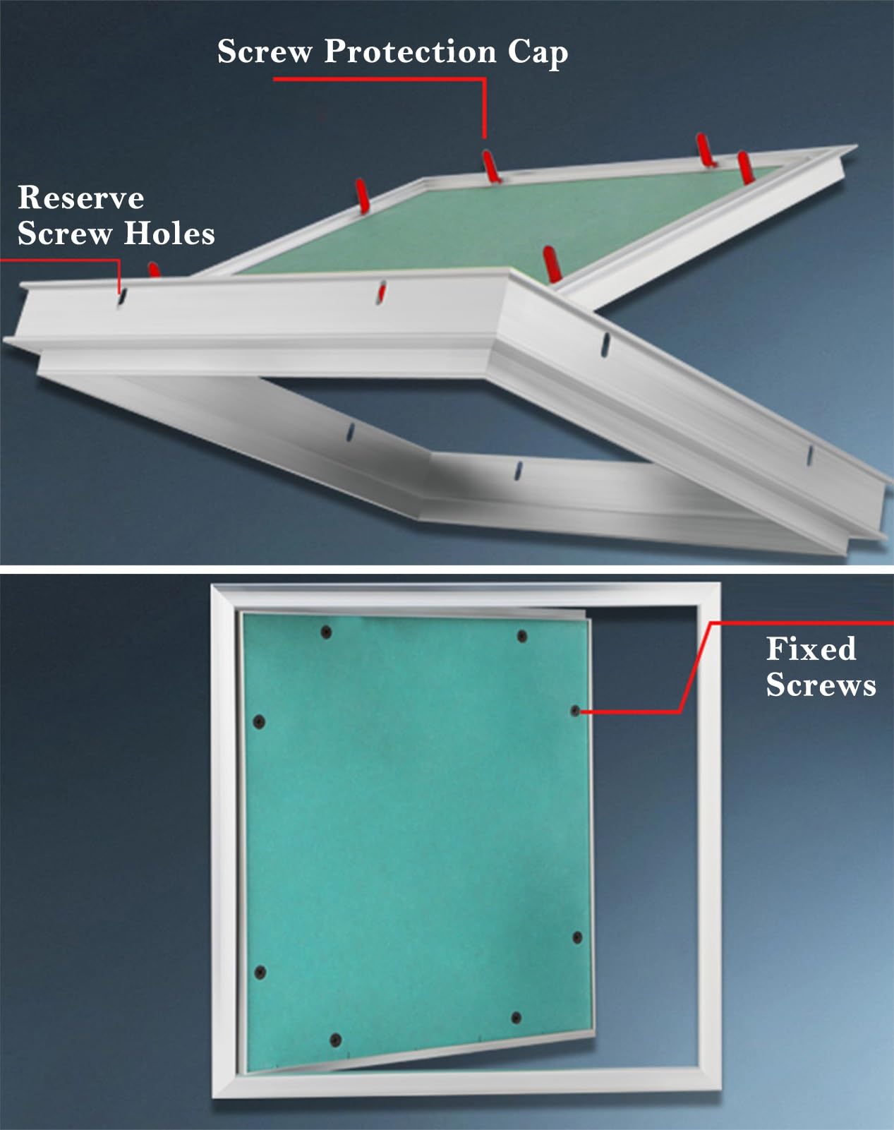 Panel de Acceso para Pladur en El Techo: Marco de Aluminio y Placa de Yeso Pintable, Puerta de Acceso Al Ático Abatible(475x475mm(18.7x18.7in))