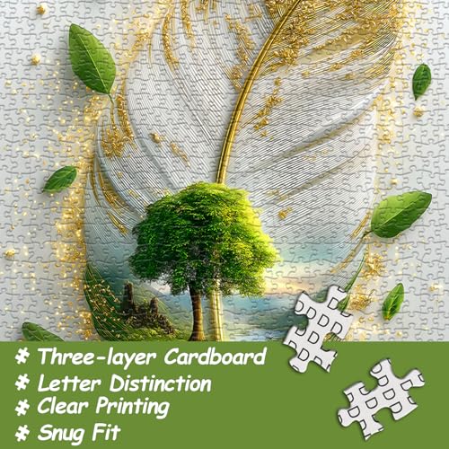 Puzzles Nature Art para adultos 1000 piezas, puzzle de pluma con arte de árbol y paisaje de río, desafiante para adultos miniatura 3