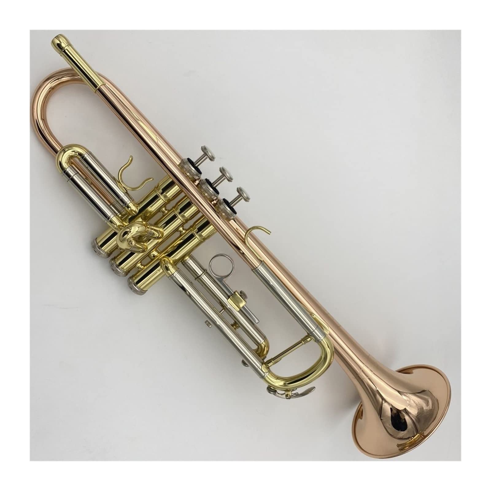 początkujących trąbka Nowa Pozłacana Profesjonalna Powierzchnia Instrumentu Trąbkowego B-płaska Posrebrzana Trójtonowa Trąbka Bb Trąbka (Color : 01)
