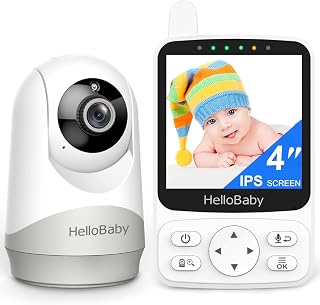 HelloBaby HB40 No WiFi Baby Monitor: 4" IPS PTZ Night Vision, 2-Way Talk, 26Hr Battery, 1000ft Range for Nursery & Travel