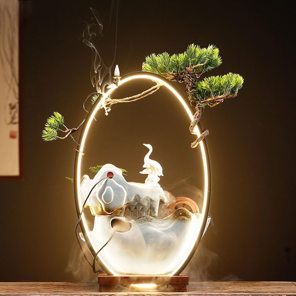 Fuente Decorativa de jardín, Fuente de Agua con Cascada, de cerámica, Feng Shui Zen, decoración para salón, Dormitorio, Oficina