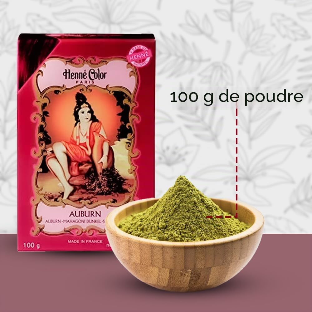 Lot de 3 colorations pour cheveux au henné, en poudre - Auburn - 100 g