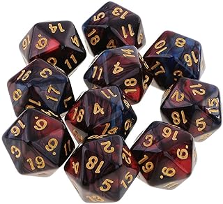 10PCS Polyhedral Dice D20 Dice 20mm Acrylic 20 Sided Dice Game Dice for RPG MTG DND Dice Table Games (Red Blue)