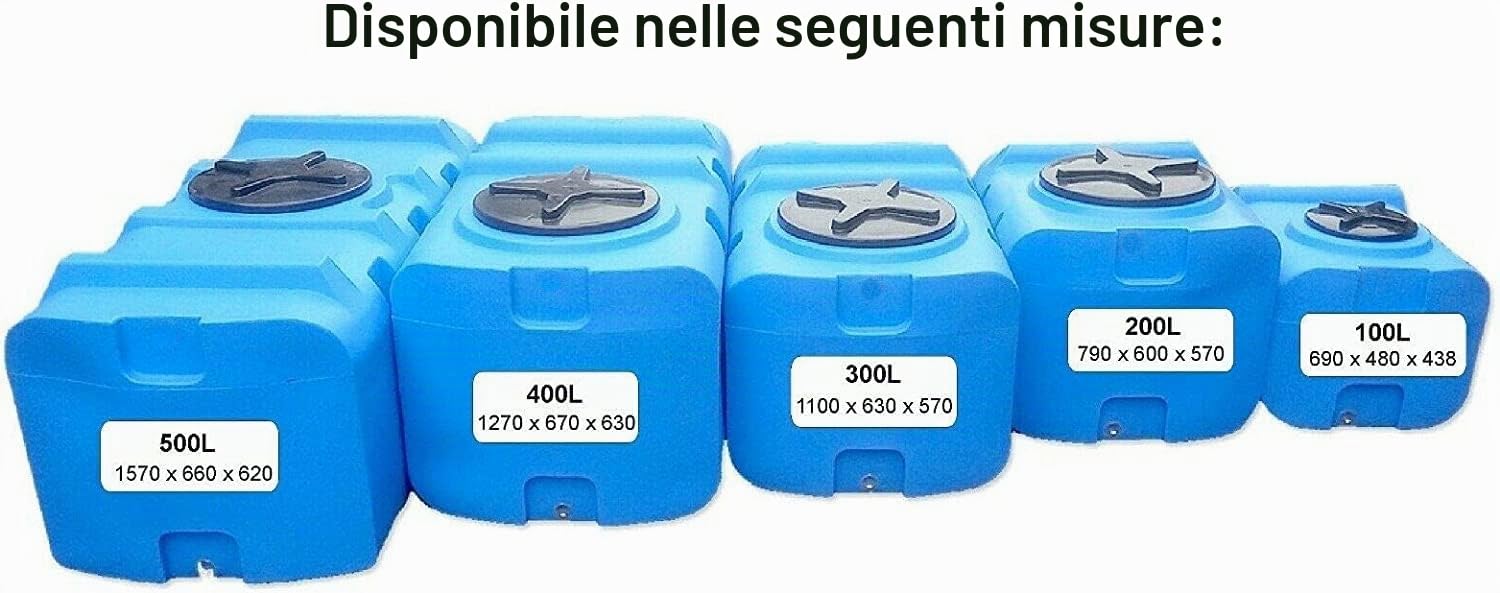 Varile Serbatoio per acqua potabile 300L Blu | Senza BPA | Filettatura in ottone 3/4" integrata | Made in EU | Sicuro per gli alimenti