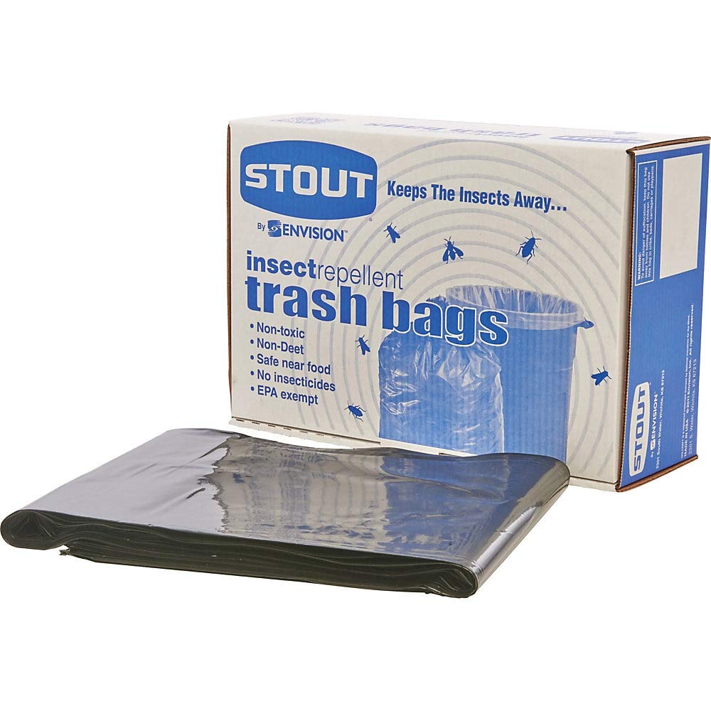 StoutP4045K20 Insect-Repellent Trash Garbage Bags 45gal 2mil 40 x 45 Black 65/Box