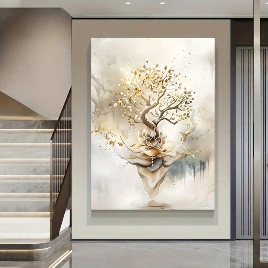 Tableau abstrait doré pour décoration de bureau moderne