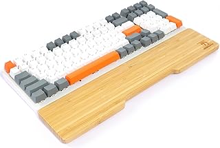 MAMBASNAKE Bamboo Wrist Rest for 98-key TKL Keyboard,Class A 100% Pure Bamboo,Ergonomic Keyboard Palm Rest,Solid Wooden Feel Wrist Pad with Anti-Slip Rubber Feet,Durable,Pain Relief,Easy Typing/Gaming