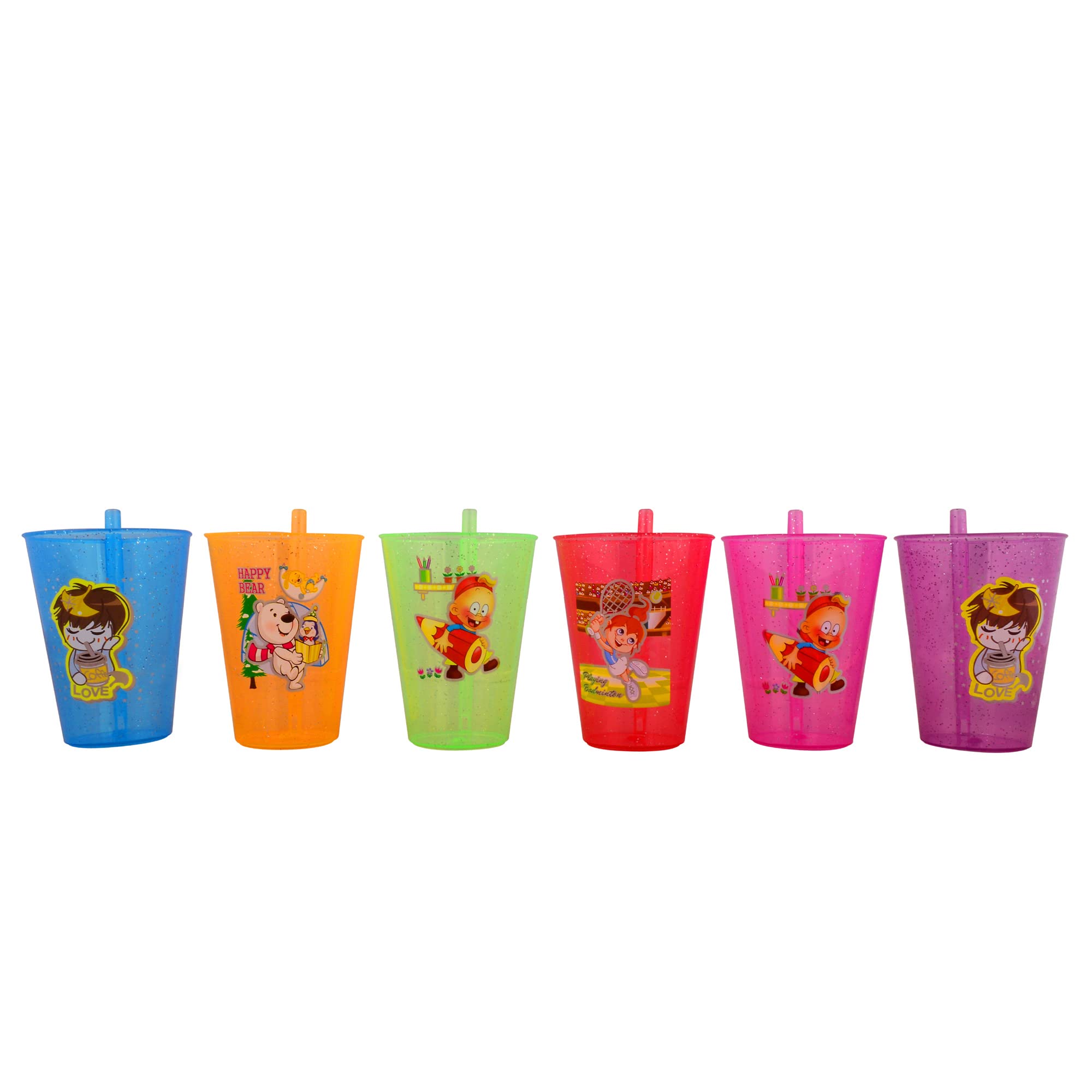 PUTHAK-Unequetrend Best Plastic Sipper Glass with Straw for Kids Easy to sip The Water - Pink and Green, Pack of 2, PTHK-1208 (Mulicolor)-image-7