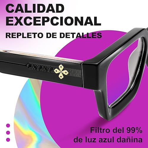 Miniatura 4 de VISOONE - Lentes para bloqueo de luz azul, rectangulares, elegantes, estilo preparatoria, multicolor, marco para mujeres y hombres, diseño River