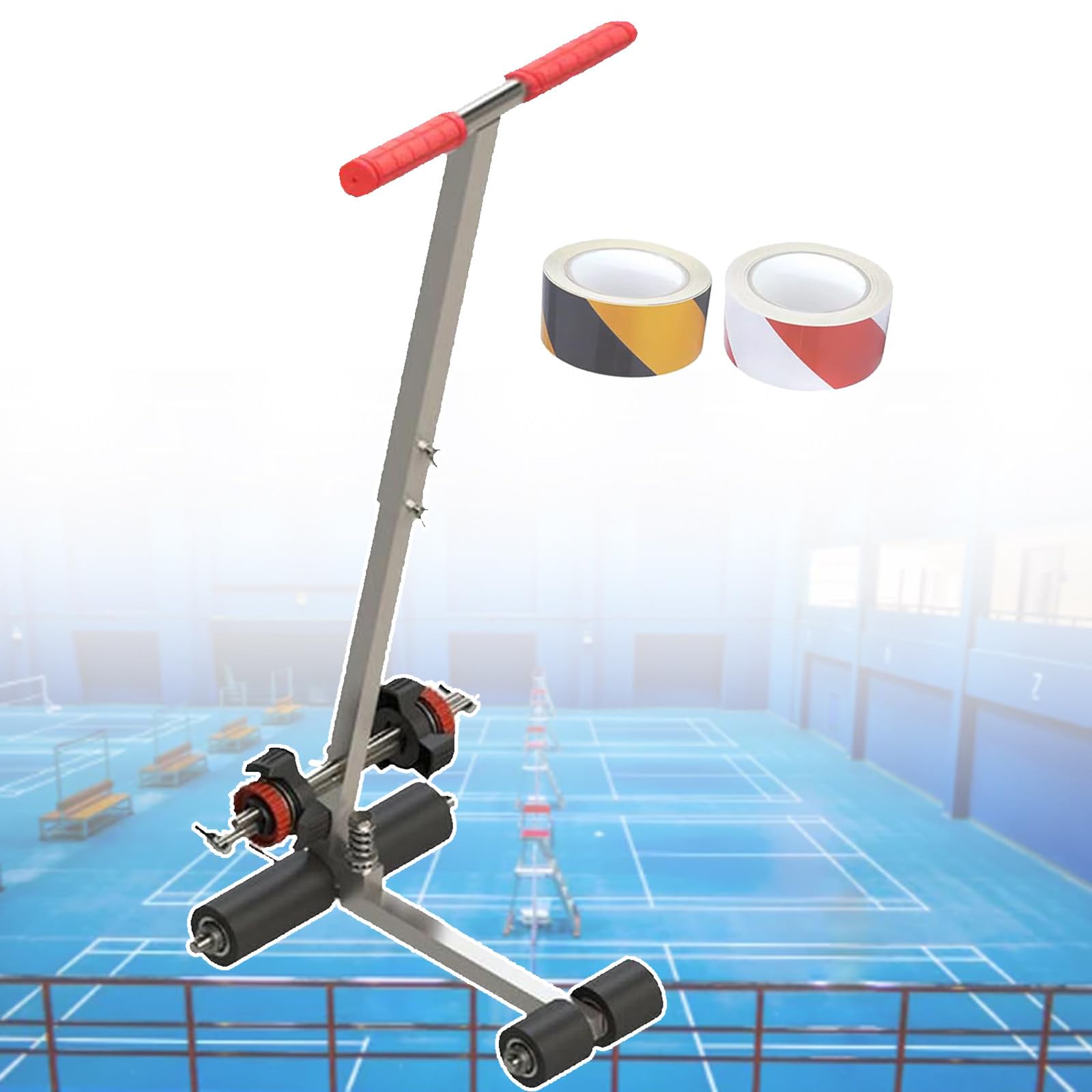 asdchZen Basketball Court Marking Tool, Floor Tape Applicator, Warning Line Sticking Machine, Double Lines Striping Machine, With Two Rolls Of Tape,A