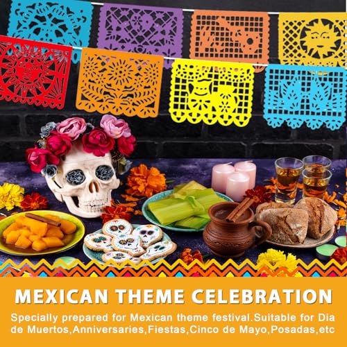 Image of 6 Pack Mexican Papel Picado Banner Fiesta Party Banner Wedding Fiesta Party Dia De Los Muertos Cinco De Mayo Mexico Decoration,Papel Picado Mexicano para Decor