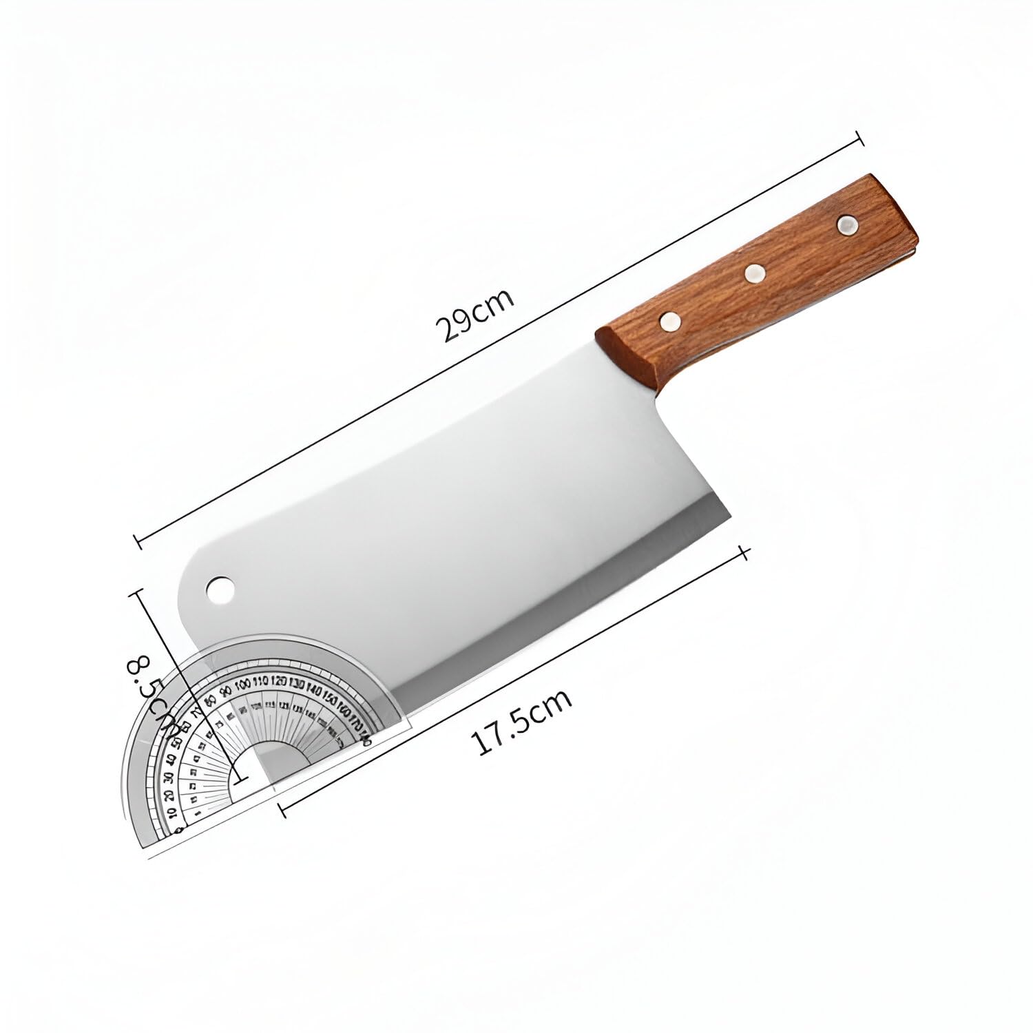 Amillee Heavy Duty Meat Cleaver Knife - High Carbon Stainless Steel Bone Cutting Knife with Full Tang Wooden Handle, Multipurpose Butcher Knife for Meat, Vegetables, Fish, Home (Knife_H_Big_1) 1