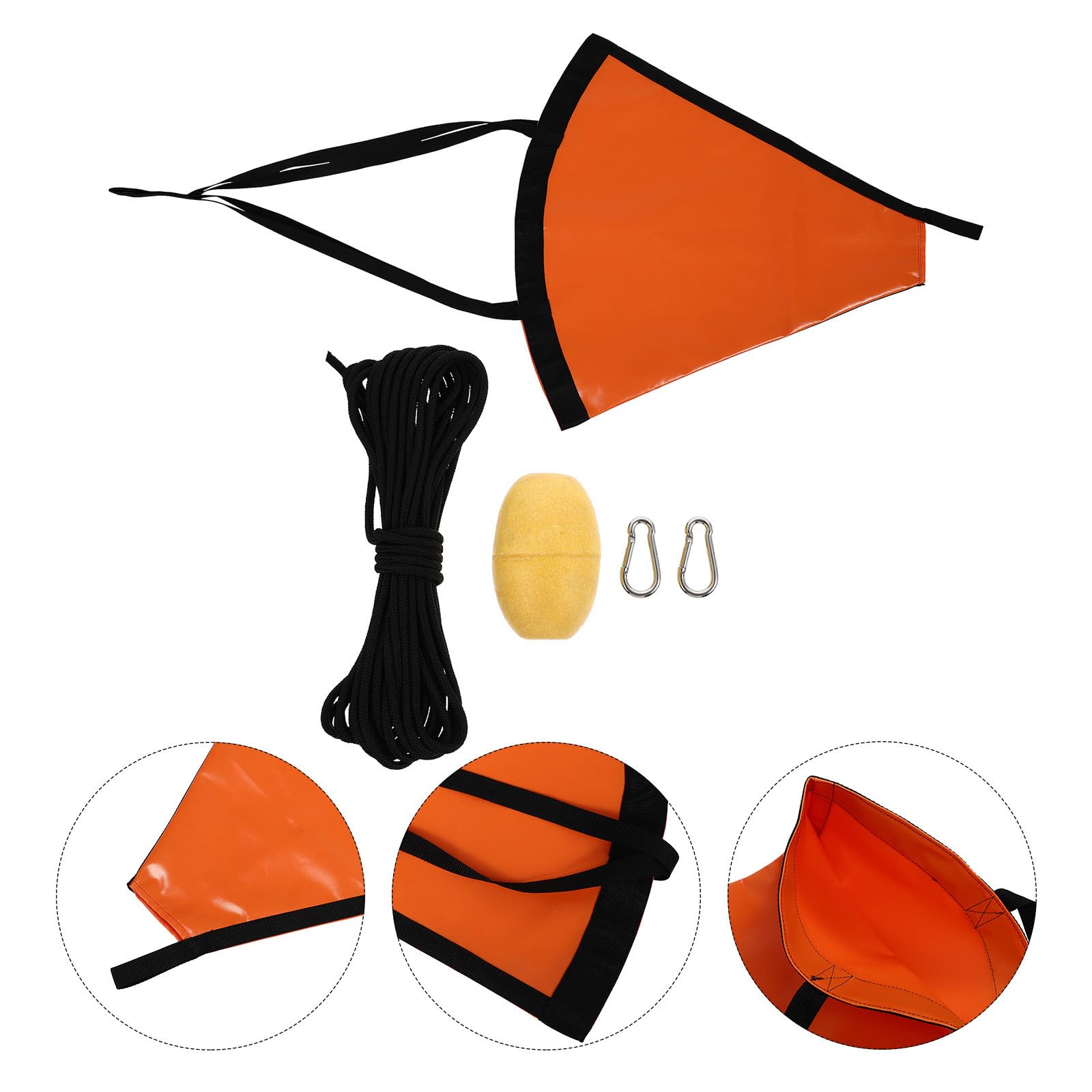 Ancora per Barca in PVC Arancione con Corda Traino e Galleggiante, Ancoraggio Stabile per Kayak e Barche a Motore in Condizioni di Pesca e Vento
