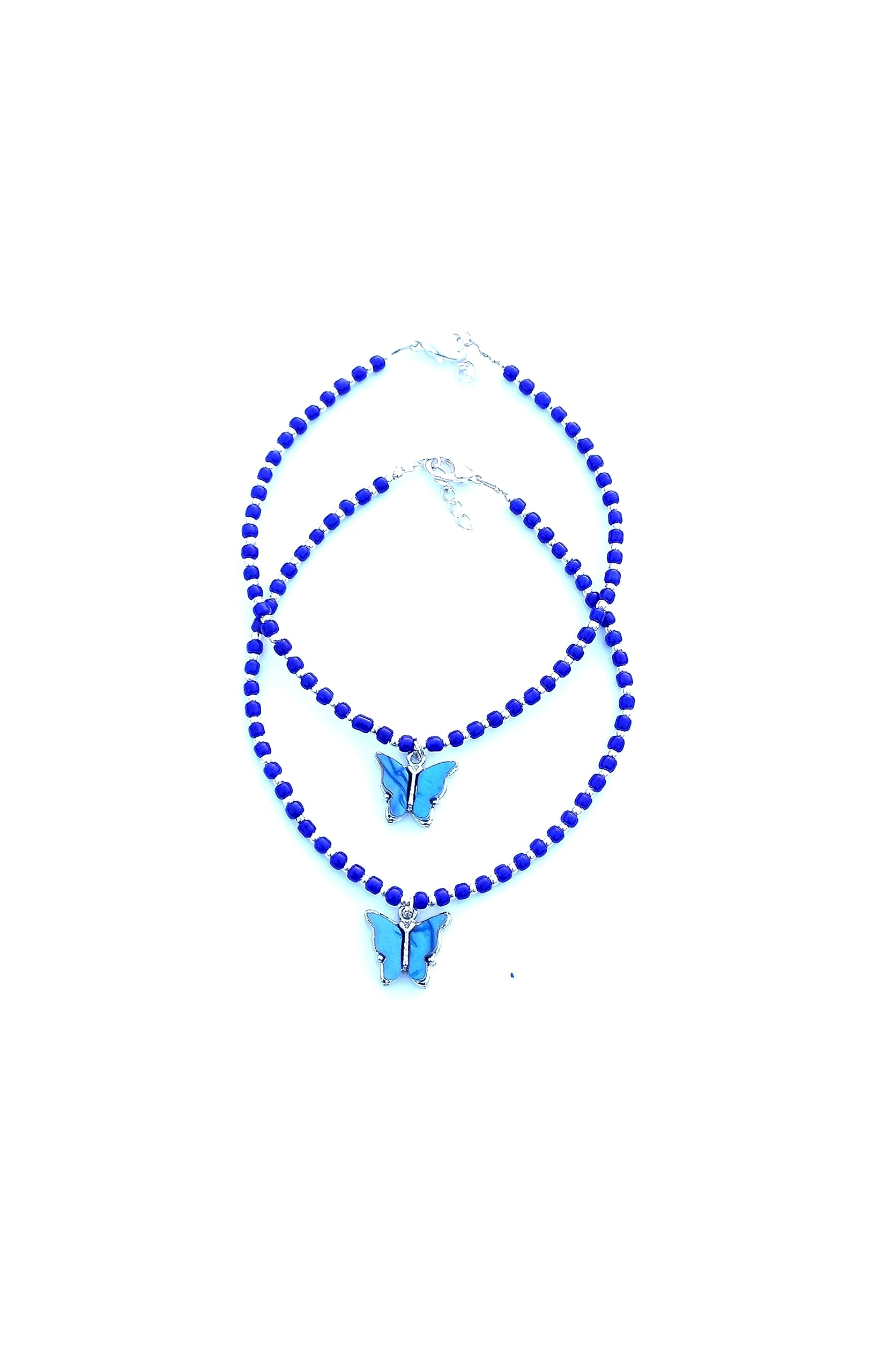 (Pack of 2) Womens Latest German Silver Anklet Colour Crystel Beads With Oxidised Butterfly Charms Adjustable Latest Stylish Anklet for Women & Girls (Charm - 7) (B0CG4SMGKK) Amazon Price History, Amazon Price Tracker