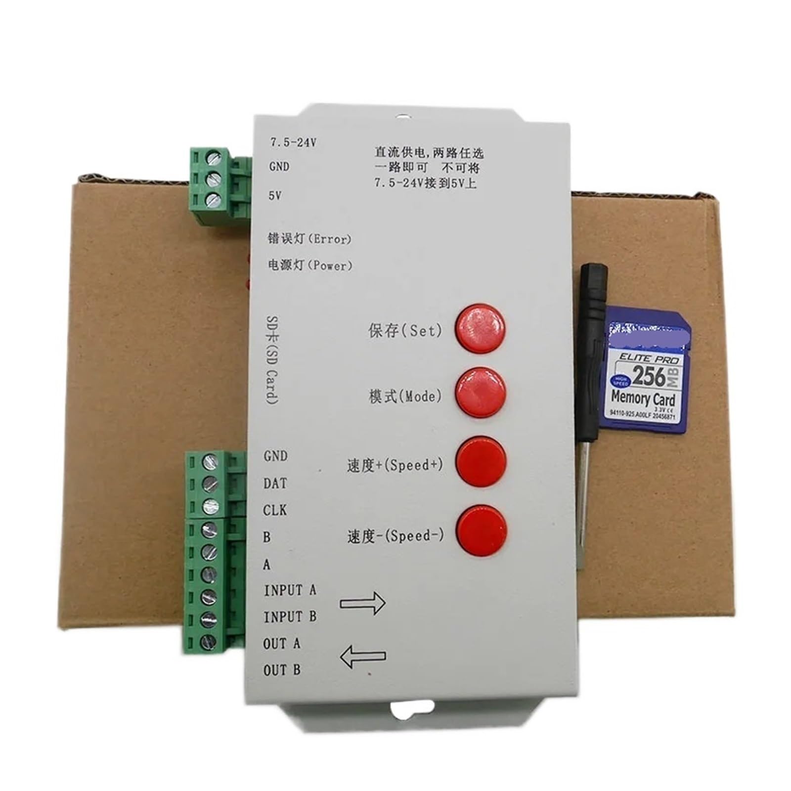 T1000S 2048 pikseli, 512 kontroler, karta SD WS2801, WS2811, WS2812B, LPD6803, listwa świetlna LED, DC5 V, 12 V, 24 V, RGB, pełnokolorowa