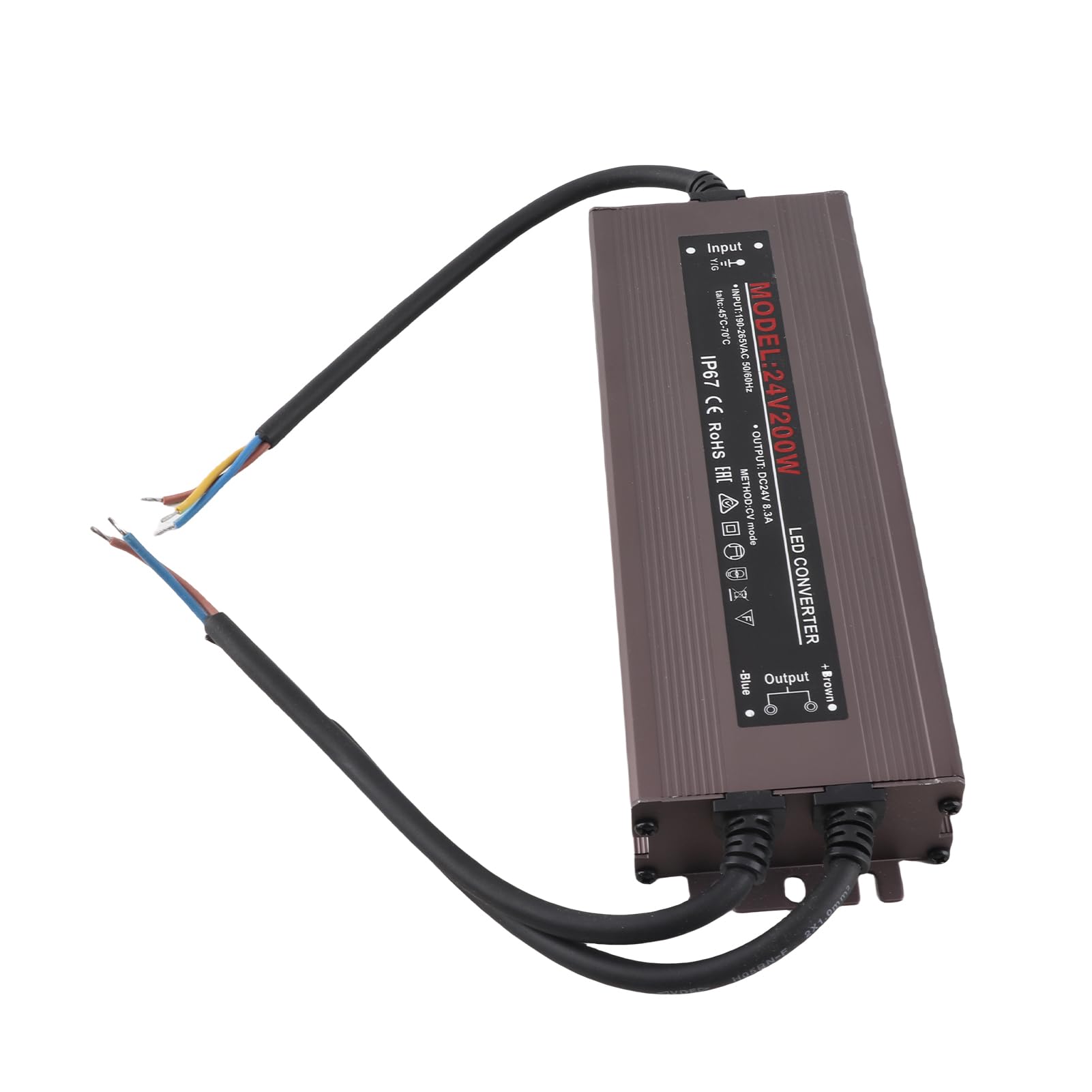 Tnfeeon Driver LED 24 V 120 W, Alimentatore Resistente all'Acqua per Strisce LED, Uso Esterno con Connettore per Insegna Lightbox (200W)