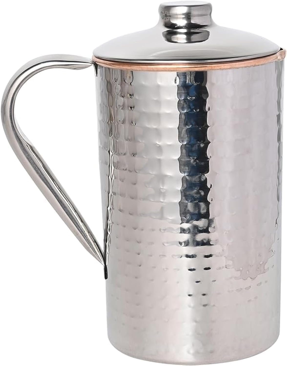 Hammered Copper and Stainless Steel Jug, Silver