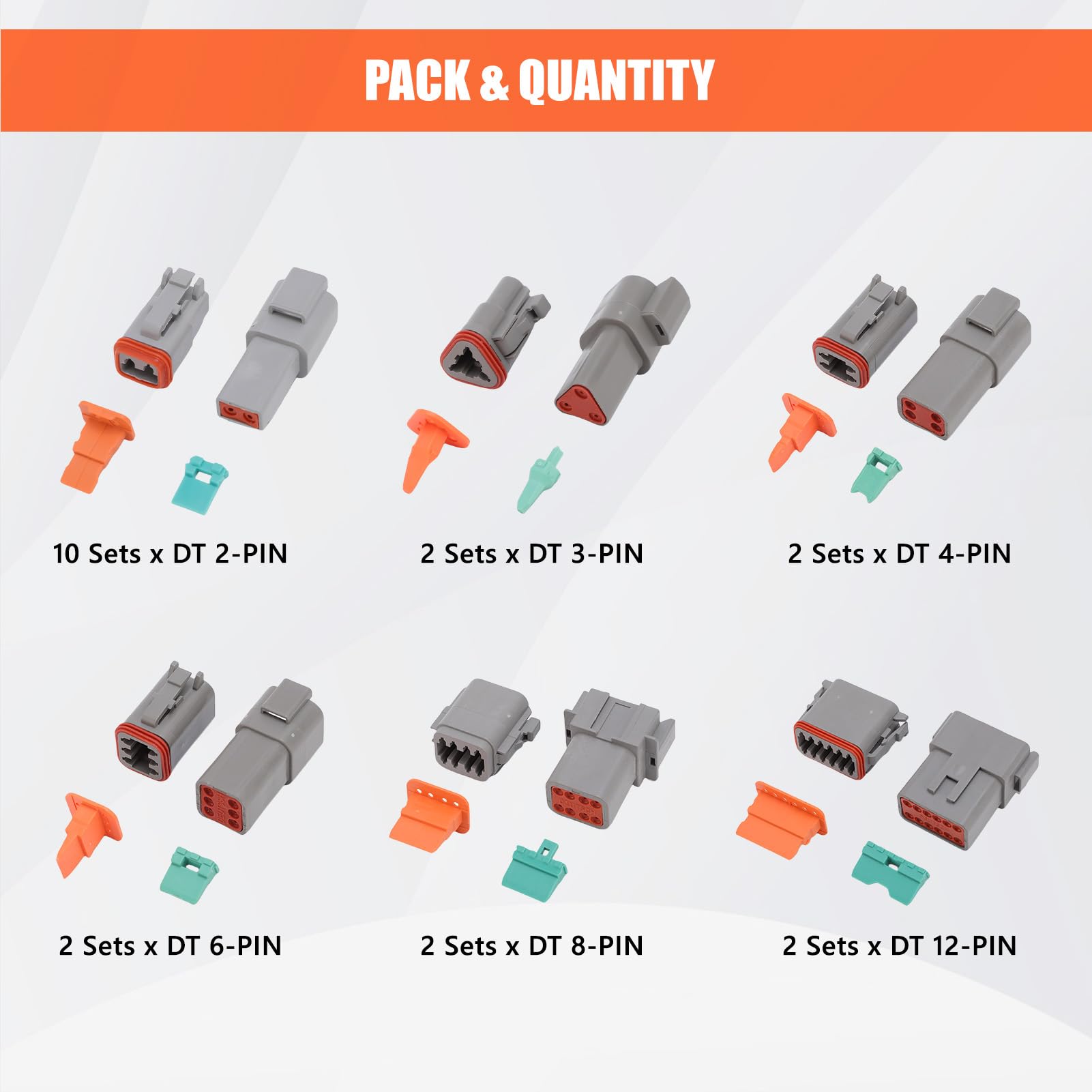 Lot de 265 connecteurs DT pour voiture - Connecteur de câble 2 3 4 6 8 12 broches - Assortiment de connecteurs électriques 16-22 AWG avec boîtier de contacts - Boîte à outils pour moto