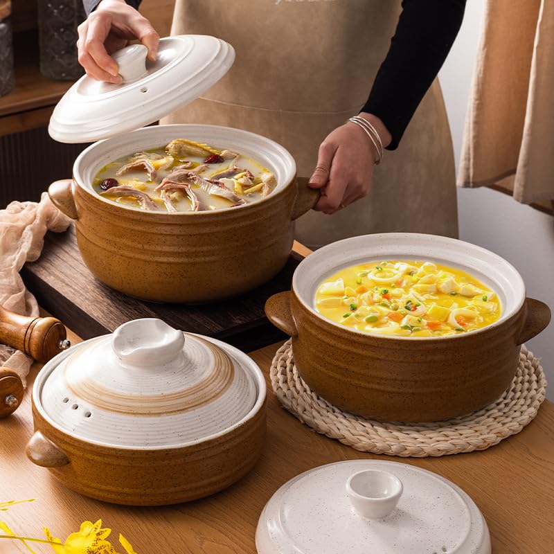 Tegame Terracotta Casseruola Zuppa Stufato Pentolina Riso in ceramica Combustione a secco ad alta temperatura senza crepe