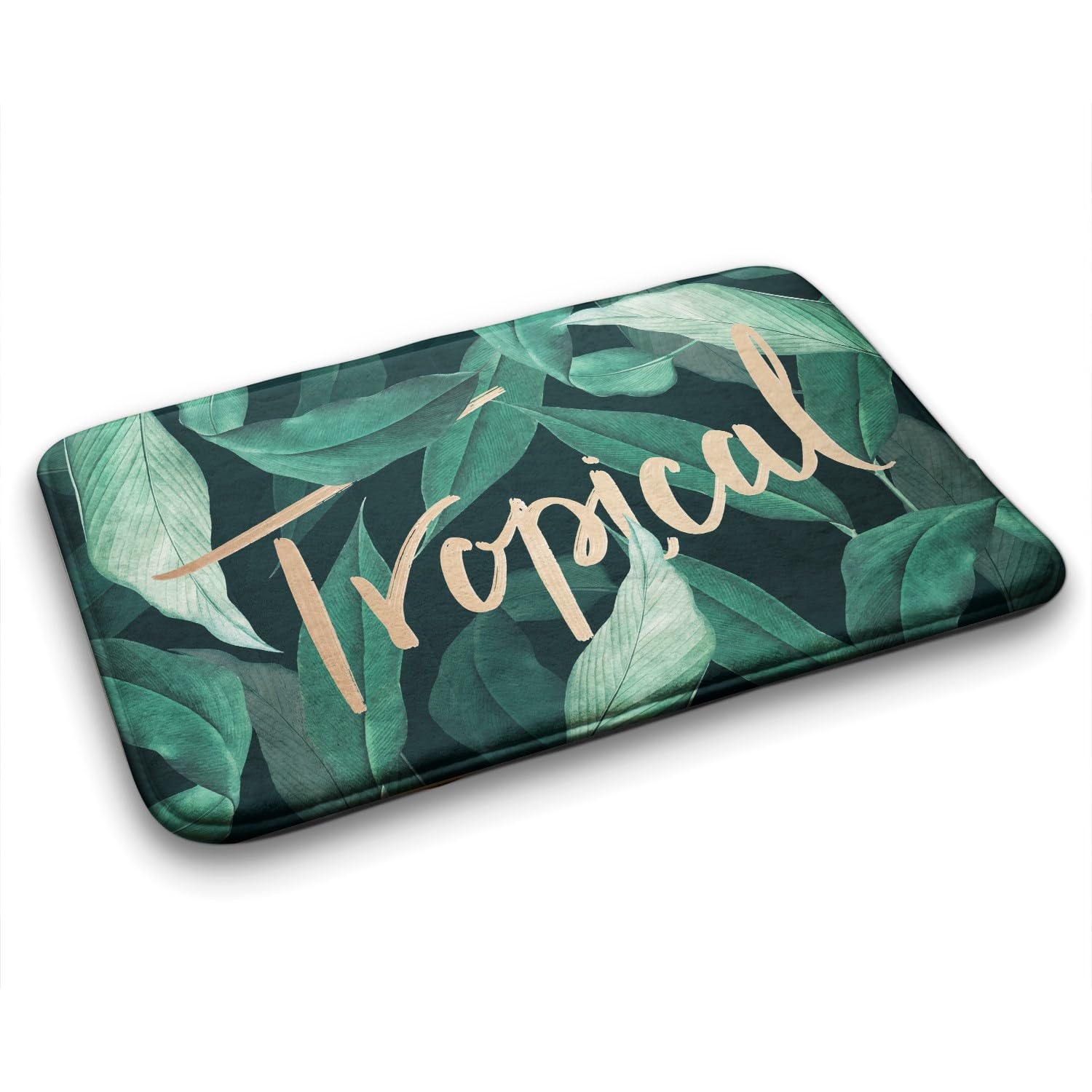 Tapis de salle de bains feuilles tropicales Tulup 90x60 cm antidérapant