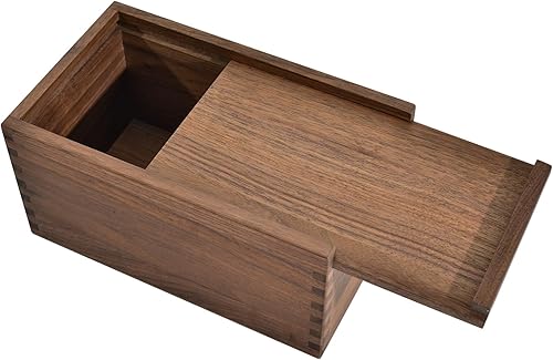 Miniatura 1 de Caja de madera con tapa deslizante, caja de almacenamiento de madera de nogal, 9.65 x 5.71 x 4.8 pulgadas, caja decorativa de madera para recuerdos