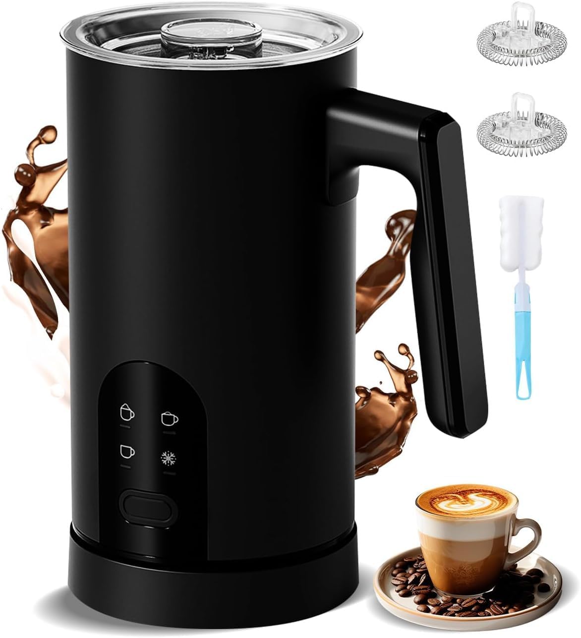 RVSTJE Electric Milk Frother, 4-in-1 Automatic Milk Steamer & Foamer 11.8oz/350ml, Automatic Hot and Cold Foam Maker and Milk Warmer for Latte, Cappuccino, Matcha, Hot Chocolate