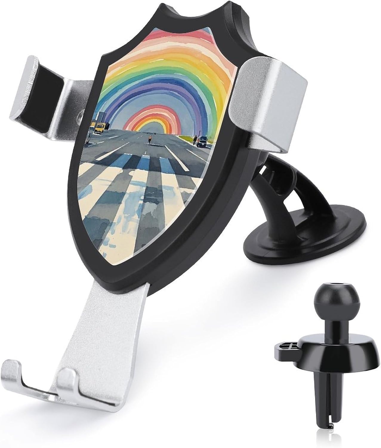 Universal Car Phone Holder Mount 3 in 1 Automobile Phone Mount Decorate Rainbow Car Mounts Dashboard Windshield Air Vent Cell Phones Holder Fit All Smartphones