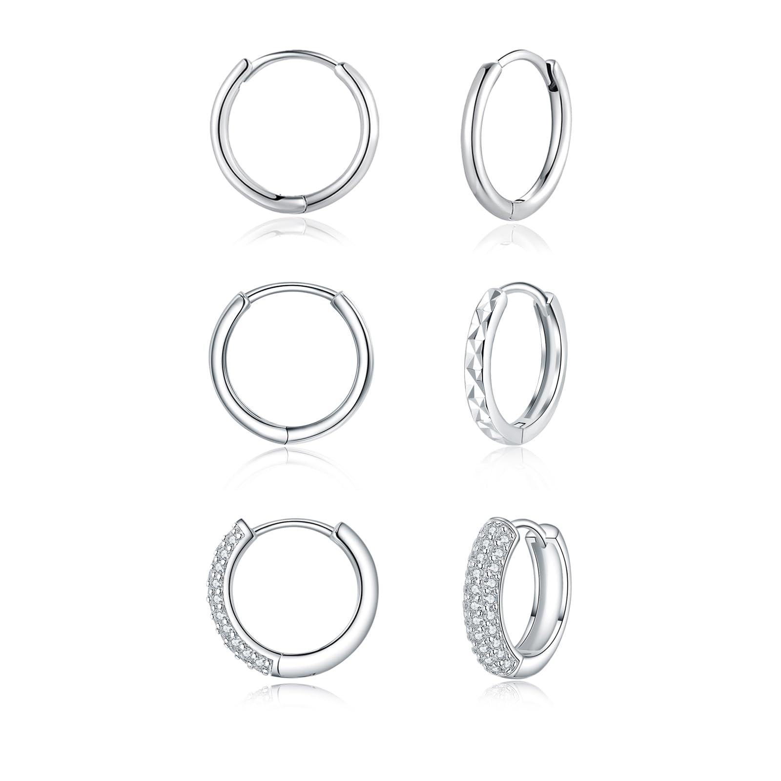 Zolkamery Creolen Silber 925, 3 Paar 925 Sterling Silber Ohr