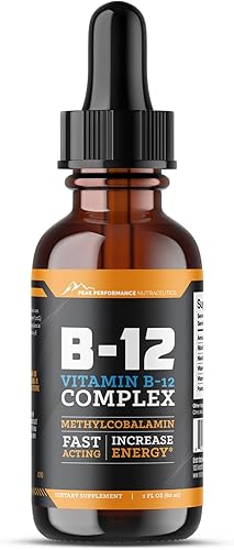 Gotas sublinguales de vitamina B12. Suplemento dietético líquido de metilcobalamina para una energía constante y aumentada. Las vitaminas B12 son