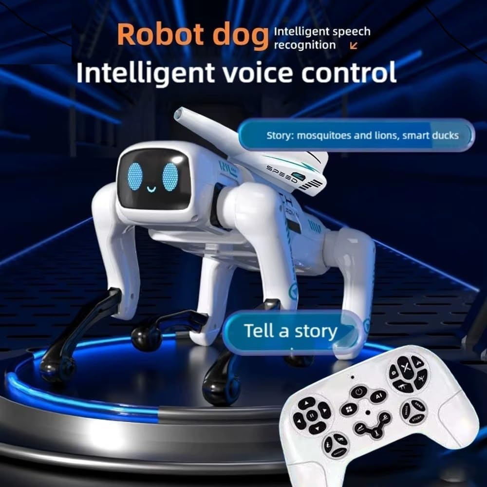 CROPDAK AI Programmable RC Robot Pet with Voice Control, Dance, Fight, Pee, Kungfu, Songs & More – Interactive Tech Toy for Kids – Rechargeable, Remote-Controlled 1
