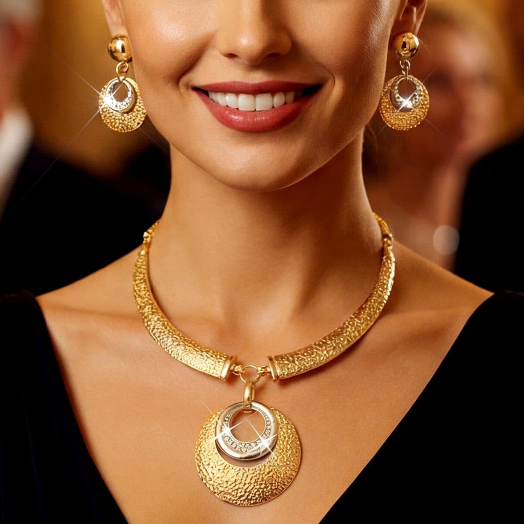 JEWEKY African Jewelry Sets Gold Choker Necklace set for women - Image 3