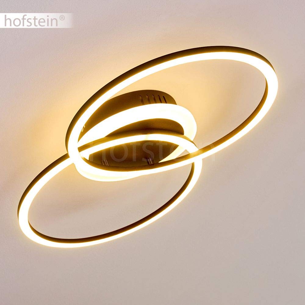HOFSTEIN LED Deckenleuchte Lithgow, dimmbare Deckenlampe aus Metall in Schwarz-matt, moderne Leuchte dimmbar über Lichtschalter, 25 Watt, max. 2600 Lumen, 3000 Kelvin, Wohnzimmer, Küche, Esszimmer