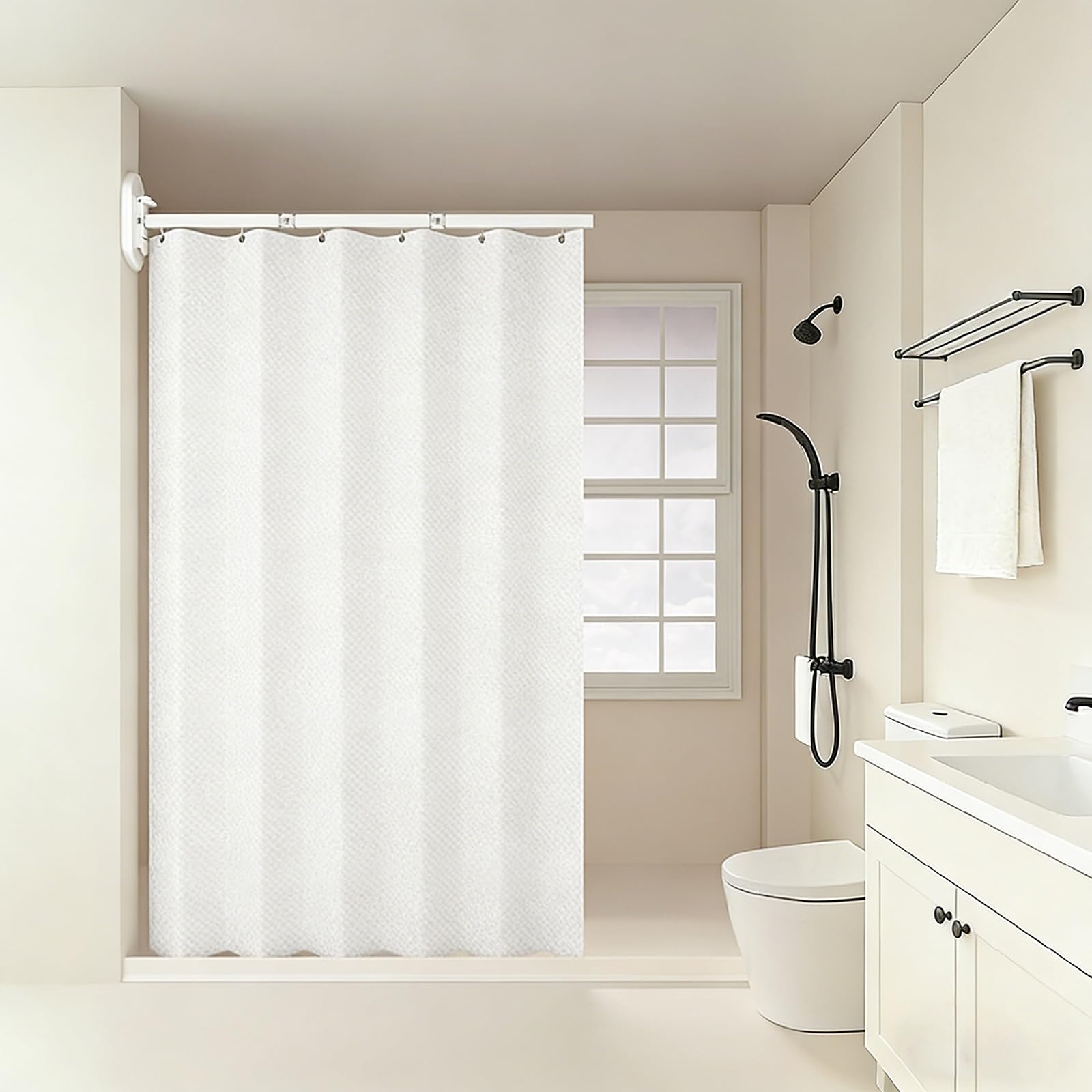 Rideau de douche pliable étanche avec tringle pour éviter les fuites d'eau dans la salle de bain