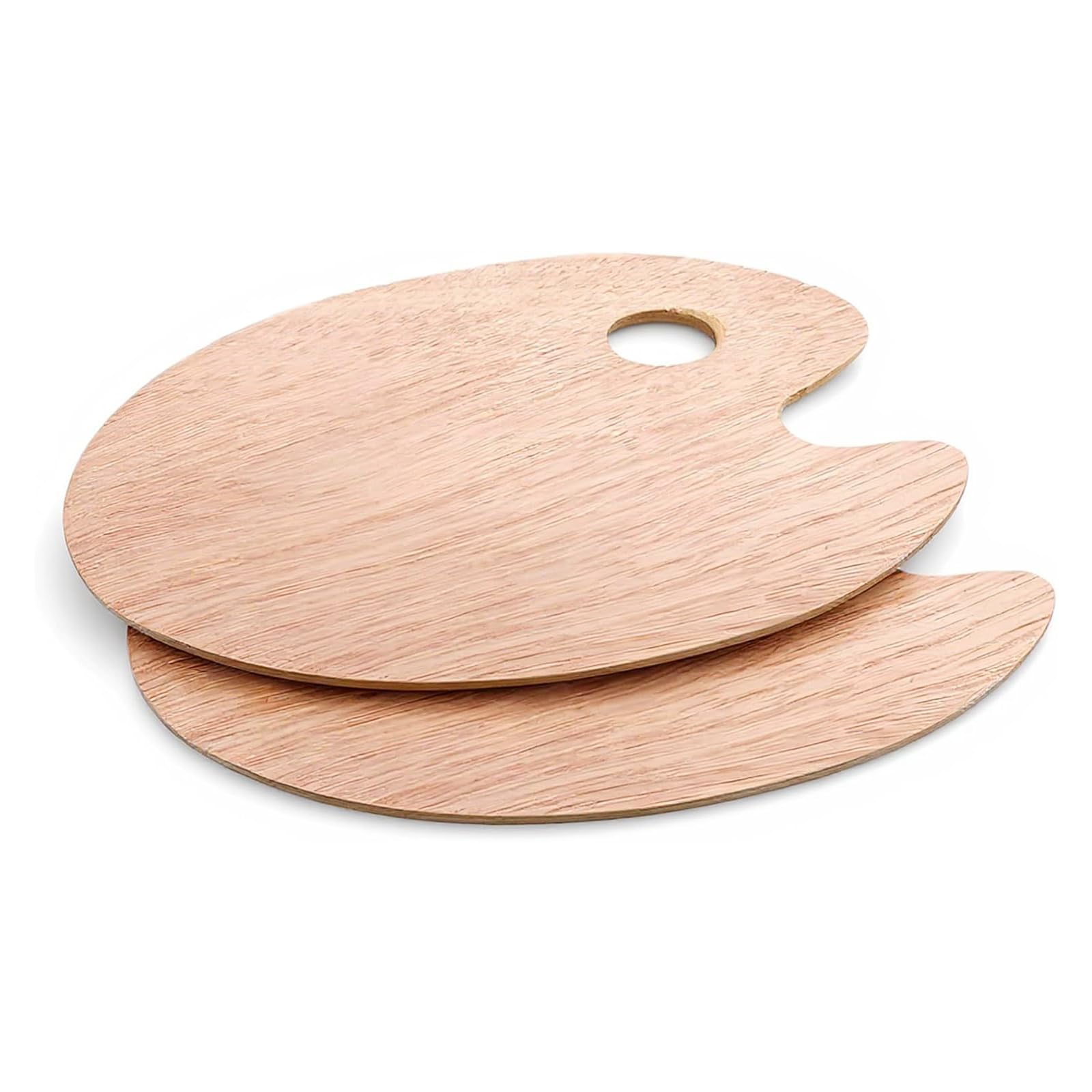 Wooden Paint Palette 2 pack, Oil Paint Palette Oval Shaped Wooden Painting Palette with Thumb Hole for Acrylic Watercolor Oil Paint DIY Art Craft Painting