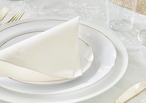 Miniatura 5 de "Ocasiones" Paquete de 50 platos (25 invitados) - Juego de platos de plástico desechables para fiesta de boda, cena de 25 x 10.25 pulgadas + 25 x