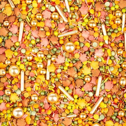 Super Streusel BlätterWetter Herbst Streusel Mix, Herbstliche Essbare Torten Deko für Kuchen, Torten, Plätzchen und Kekse (90g)