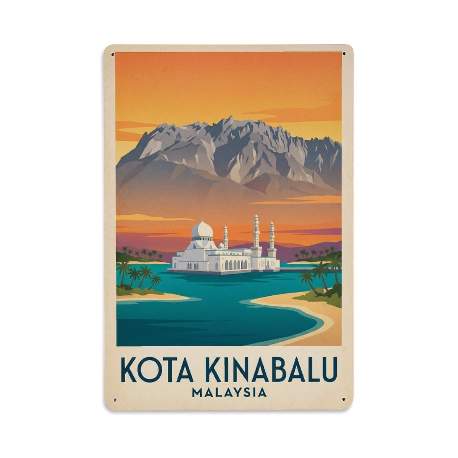 Gead 8X12inch Style Malaysia Kota Kinabalu Travel Retro Metal Tin Sign