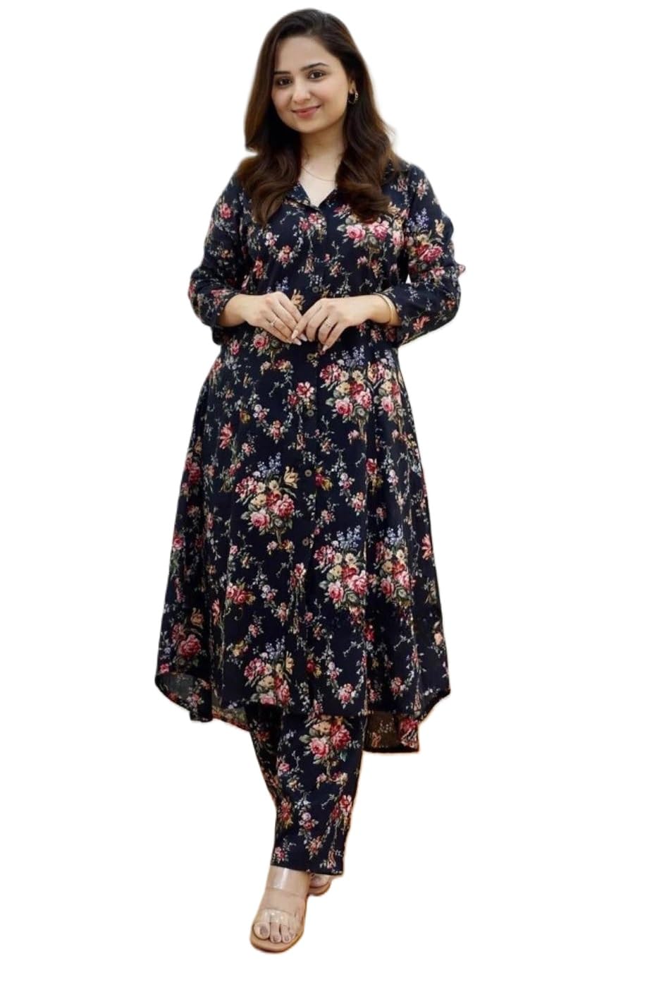 Leriya Fashion Women's Rayon Solid Regular Kurta Set (Lf-W2091&Tr1051-01 New_Black 02_S)