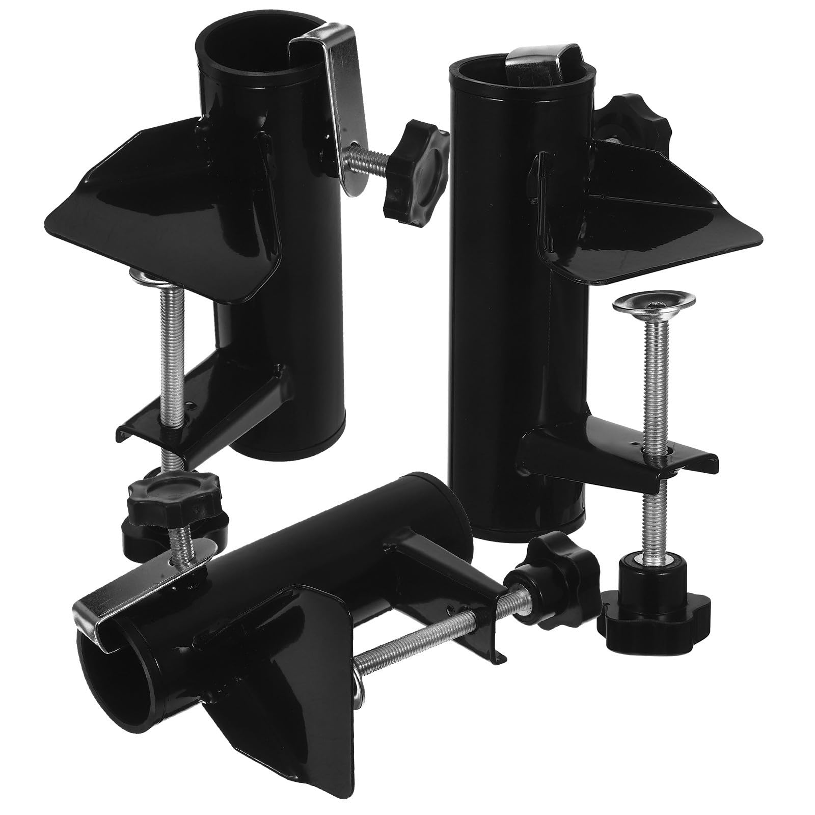 Pince de Parasol pour Balcon, Lot de 3, Fer Noir, Stable