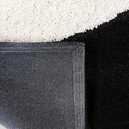 Image of Rainbow Collection Fur Rectangular Rugs And Carpet For Bedroom, Living Room (8X10 Feet, Black,Ivory)