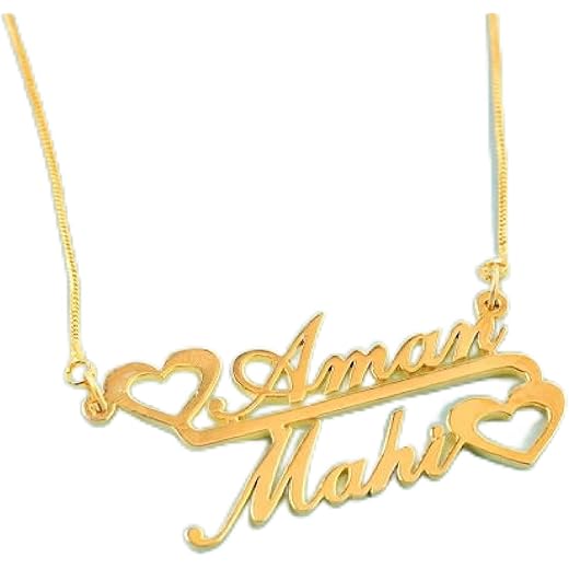 Personalized Couple Name Necklace 24K Gold Plated